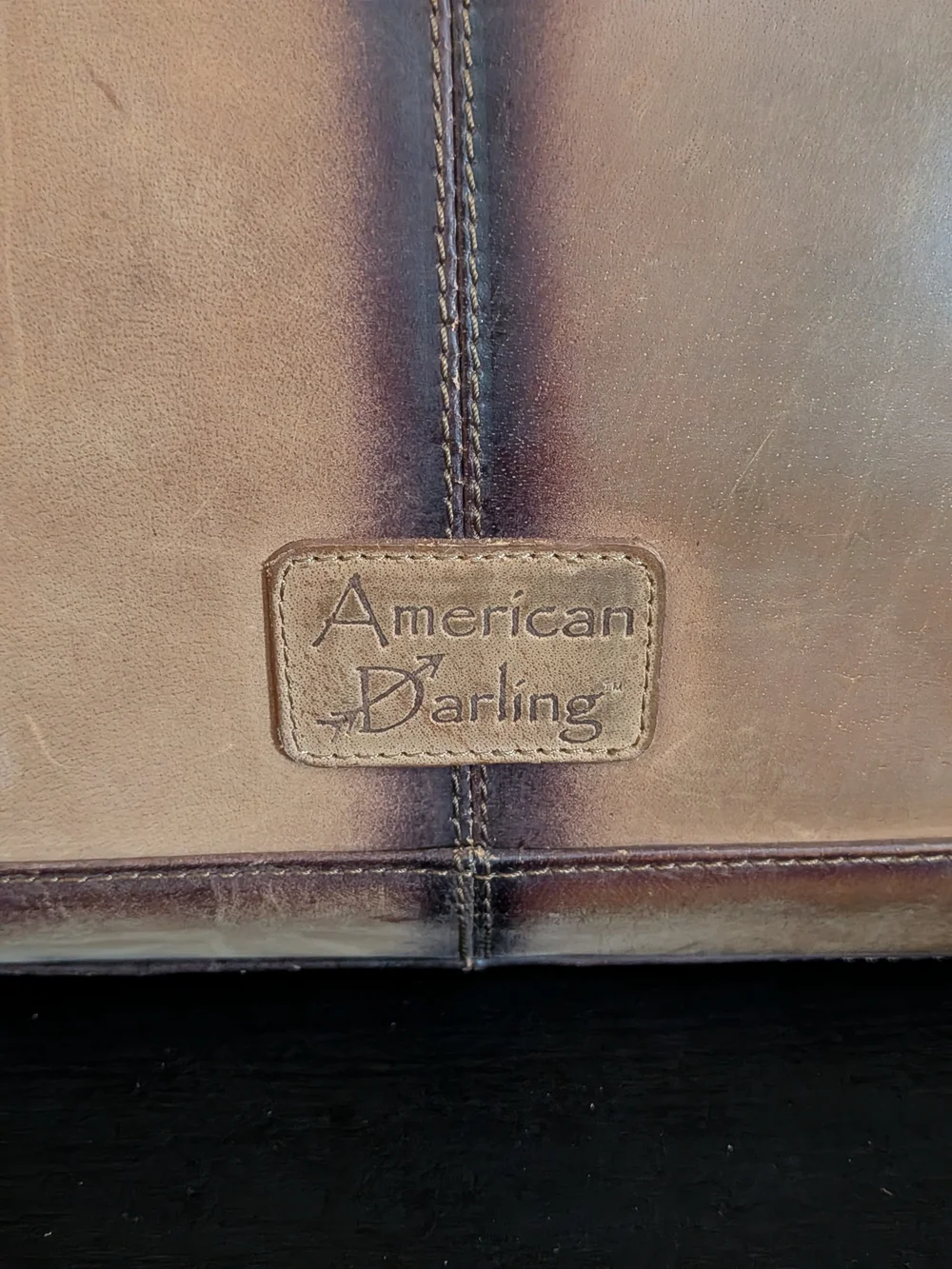 American Darling Cowhide Leather Top-Handle Tote Bag in Brown & White